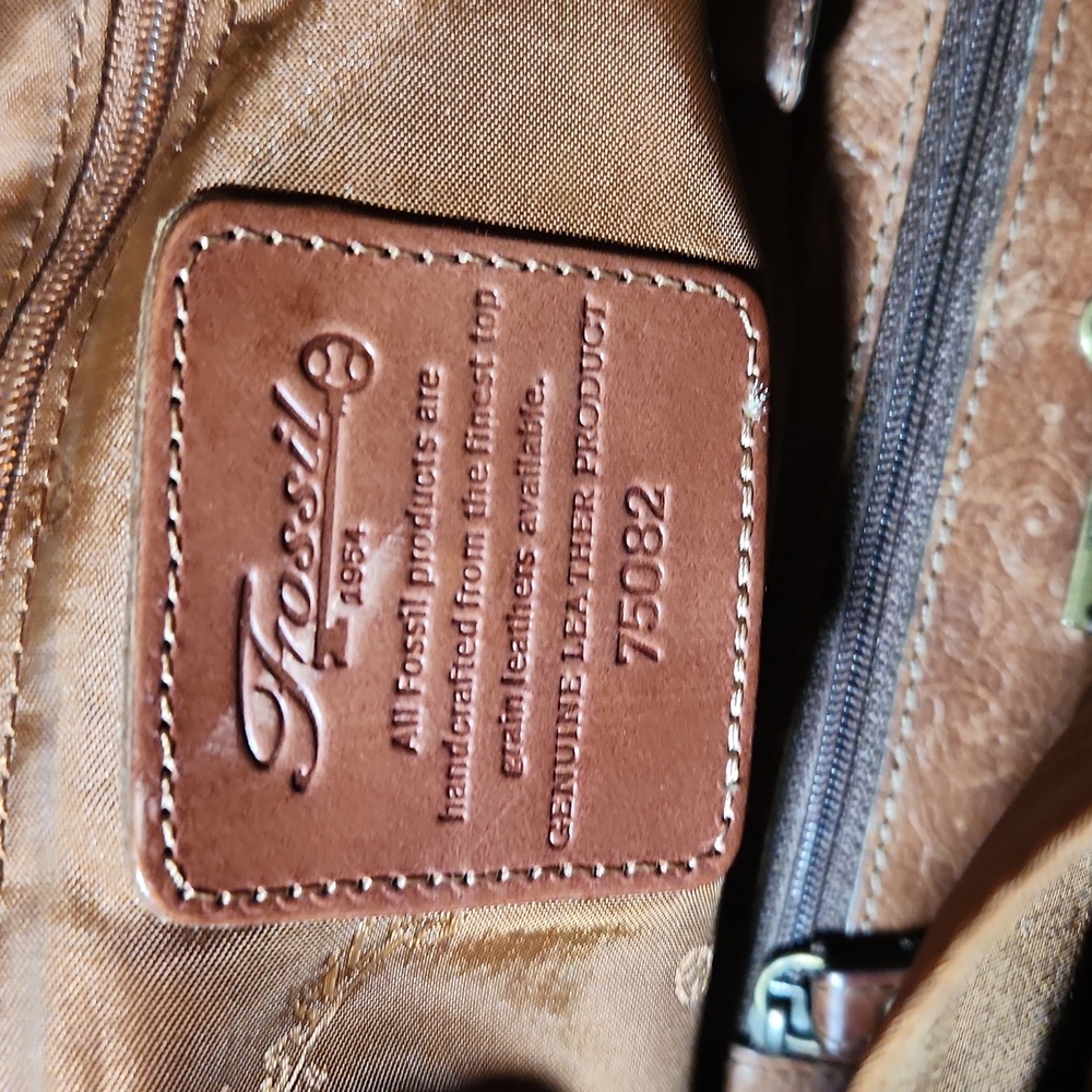 Fossil Tan Canvas and Leather Messenger Bag - Picture 4 of 14